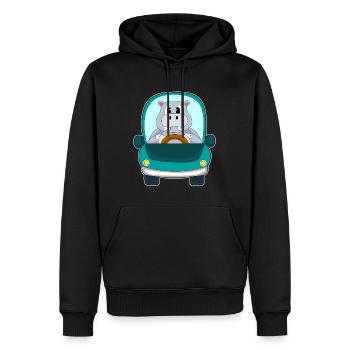 Nilpferd Auto - Männer Premium Bio Hoodie - Schwarz - Vorne - Nico (187cm)