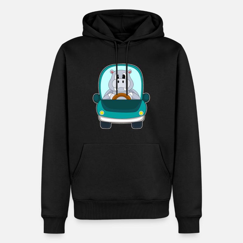 Nilpferd Auto - Männer Premium Bio Hoodie - Schwarz