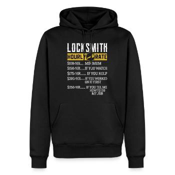 Serrurier Tarifs horaires Serrurier - Sweat à capuche Premium bio Homme - noir - Devant - Nico (187cm)