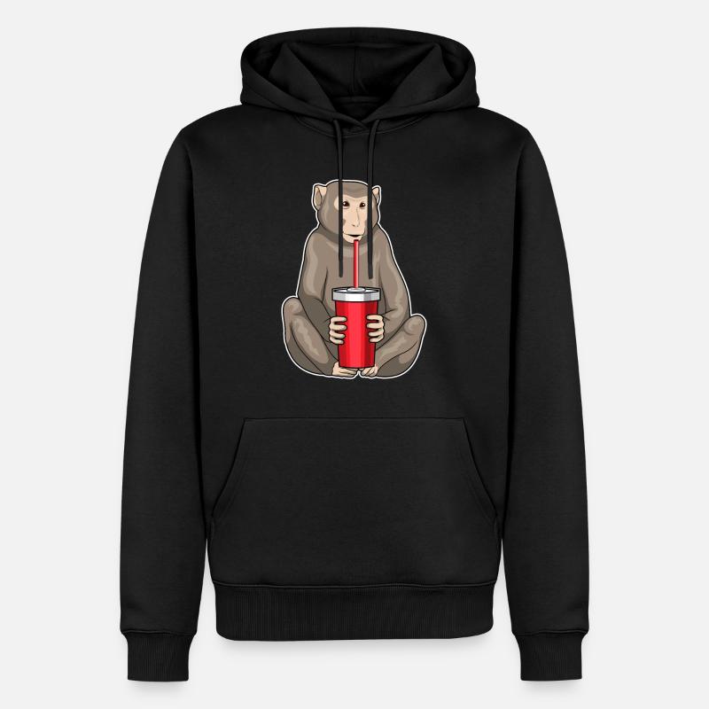 Affe Trinkbecher - Männer Premium Bio Hoodie - Schwarz