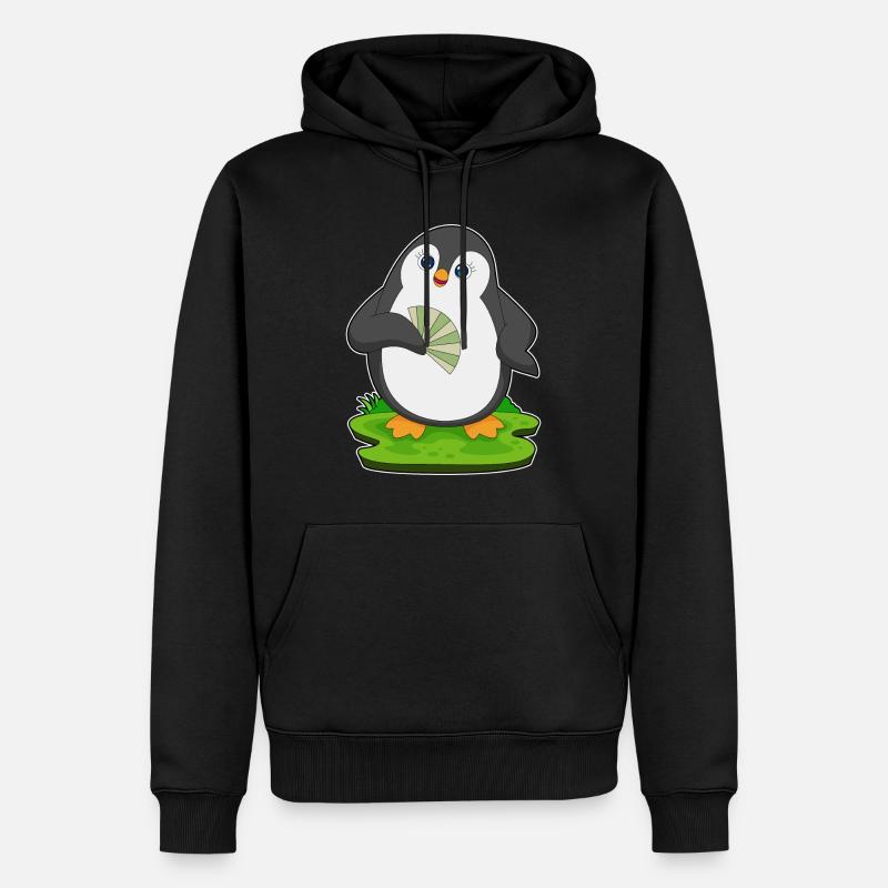Pinguin Handventilator - Männer Premium Bio Hoodie - Schwarz