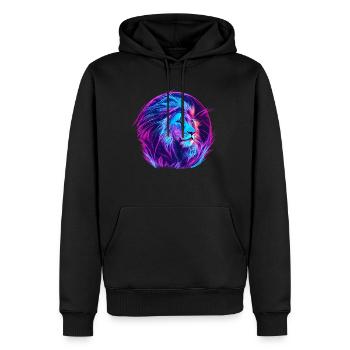 Lion Vaporwave EDM - Sweat à capuche Premium bio Homme - noir - Devant - Nico (187cm)