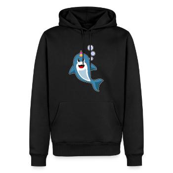 Licorne dauphin - Sweat à capuche Premium bio Homme - noir - Devant - Nico (187cm)