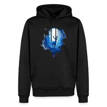 Cerfs dans les bois - Sweat à capuche Premium bio Homme - noir - Devant - Nico (187cm)