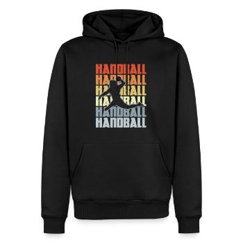 Vintage Handball - Sweat à capuche Premium bio Homme - noir - Devant - Nico (187cm)