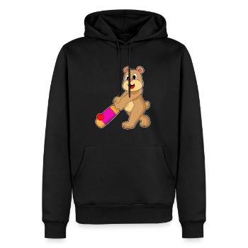 Ours Cricket Battes de cricket - Sweat à capuche Premium bio Homme - noir - Devant - Nico (187cm)