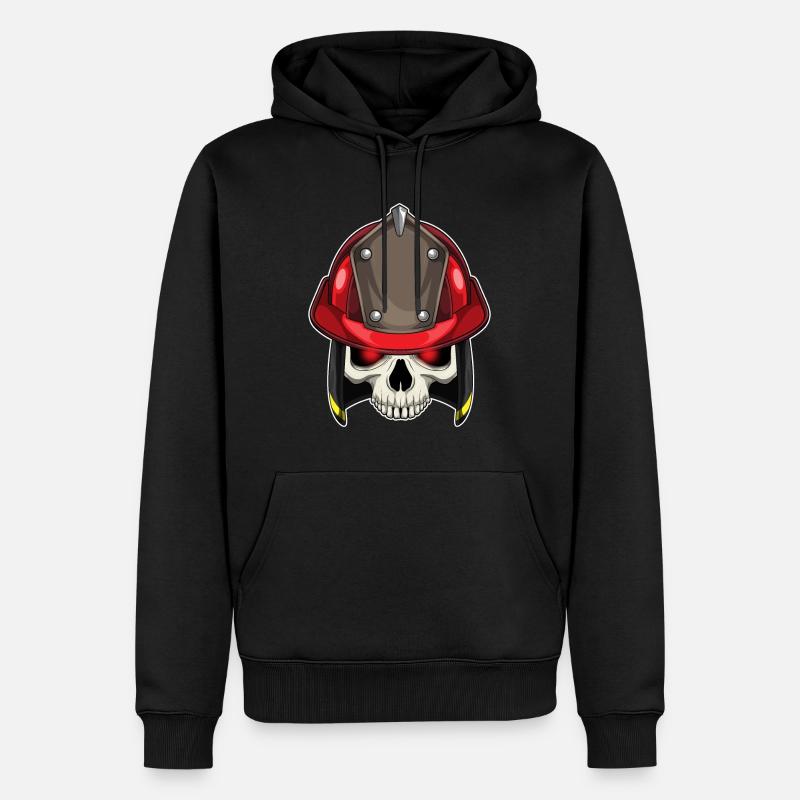 Skull Firefighter Fire Brigade - Sweat à capuche Premium bio Homme - noir