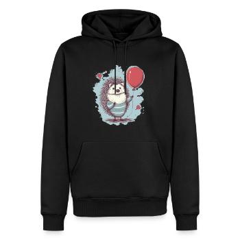 süsser Igel mit Luftballon - Männer Premium Bio Hoodie - Schwarz - Vorne - Nico (187cm)