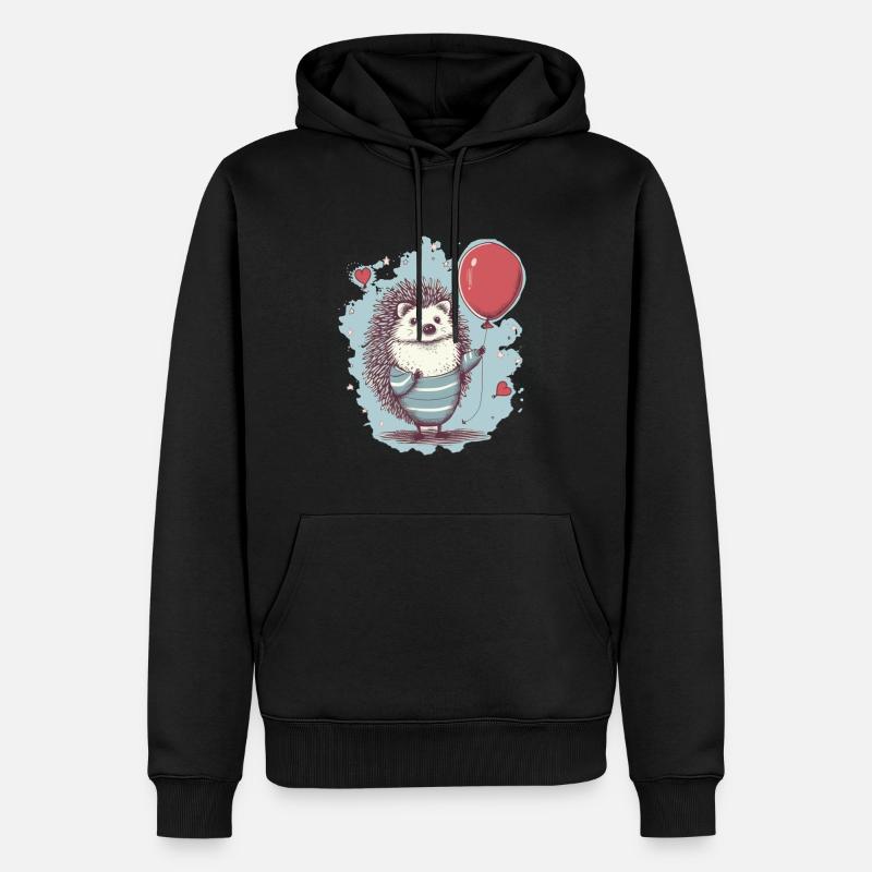 Hérisson mignon avec ballon - Sweat à capuche Premium bio Homme - noir