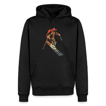 Skieurs vintage - Sweat à capuche Premium bio Homme - noir - Devant - Nico (187cm)