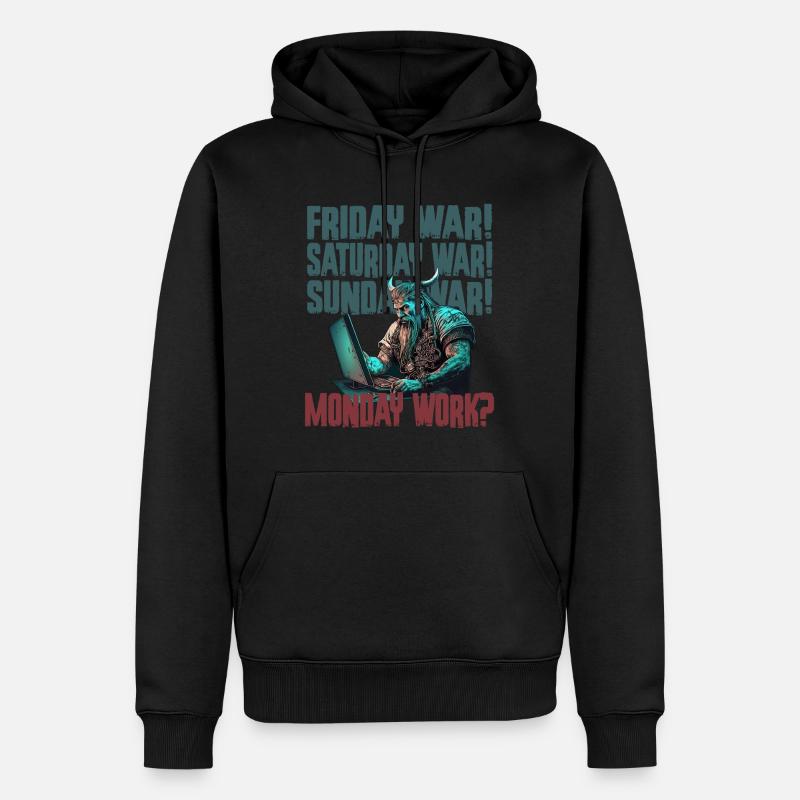 Travail du lundi Programmation Vikings - Sweat à capuche Premium bio Homme - noir