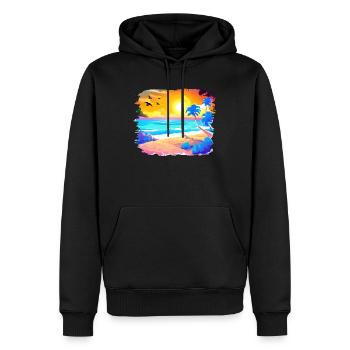 Sommer Sonnenuntergang Strand Aquarell - Männer Premium Bio Hoodie - Schwarz - Vorne - Nico (187cm)