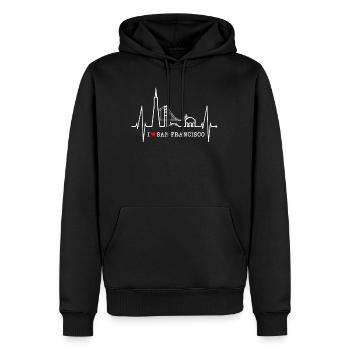 San Francisco Skyline Heartbeat Californie États-Unis - Sweat à capuche Premium bio Homme - noir - Devant - Nico (187cm)
