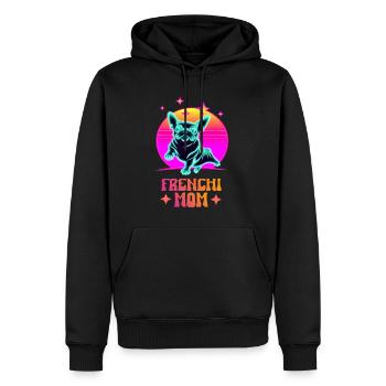 Maman Frenchie - Sweat à capuche Premium bio Homme - noir - Devant - Nico (187cm)