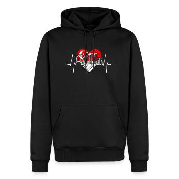Singapore Skyline Heartbeat Asia I Love Singapore - Sweat à capuche Premium bio Homme - noir - Devant - Nico (187cm)