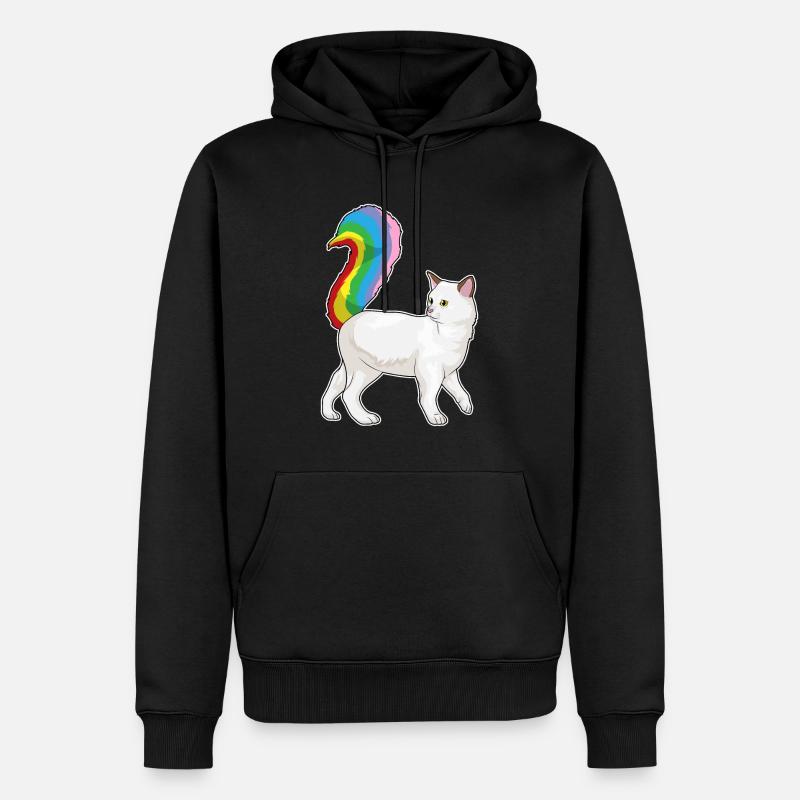 Katze Regenbogen - Männer Premium Bio Hoodie - Schwarz