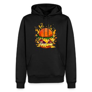Extravaganter Cheeseburger mit Käse Splatter - Männer Premium Bio Hoodie - Schwarz - Vorne - Nico (187cm)