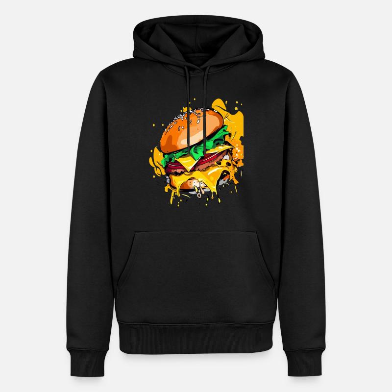 Extra Käse Burger Cheeseburge - Männer Premium Bio Hoodie - Schwarz
