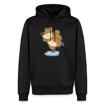 Écureuils patinage sur glace patins à glace - Sweat à capuche Premium bio Homme - noir - Devant - Nico (187cm)