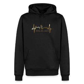 Mönchengladbach Skyline Heartbeat Fan J’aime MG - Sweat à capuche Premium bio Homme - noir - Devant - Nico (187cm)