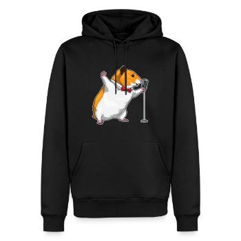Chanteur de hamster Chant au micro - Sweat à capuche Premium bio Homme - noir - Devant - Nico (187cm)