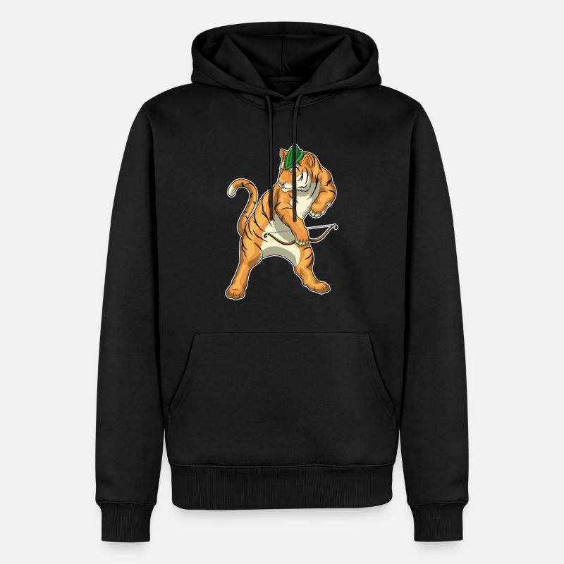 Tiger Bogenschütze Bogen - Männer Premium Bio Hoodie - Schwarz