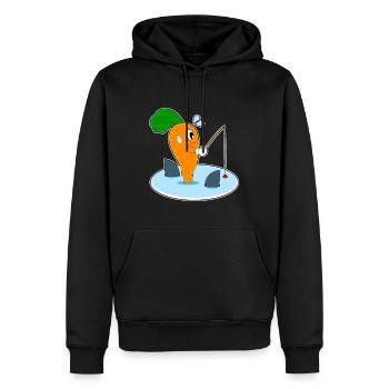 Pêche à la canne à pêche Carrot Angler - Sweat à capuche Premium bio Homme - noir - Devant - Nico (187cm)