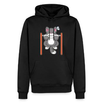 Katze Bodybuilder Klimmzüge Bodybuilding - Männer Premium Bio Hoodie - Schwarz - Vorne - Nico (187cm)