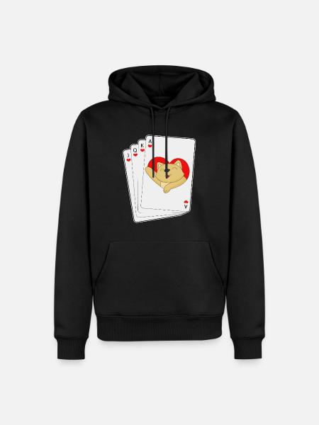 Katze Poker Pokerkarten - Männer Premium Bio Hoodie - Schwarz