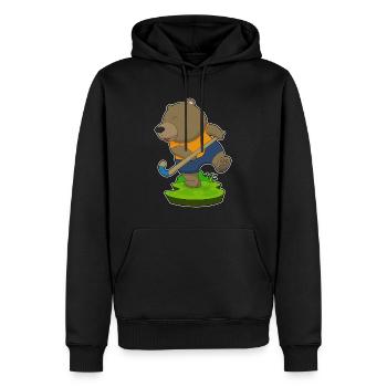 Hockey sur gazon Bear Stick - Sweat à capuche Premium bio Homme - noir - Devant - Nico (187cm)