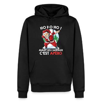 AVANT LES CADEAUX C EST APÉRO PULL MOCHE NOEL - Sweat à capuche Premium bio Homme - noir - Devant - Nico (187cm)