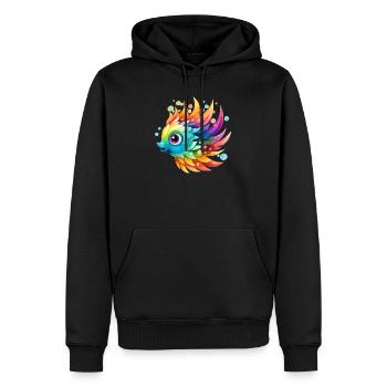 Drôle de poisson coloré - Sweat à capuche Premium bio Homme - noir - Devant - Nico (187cm)