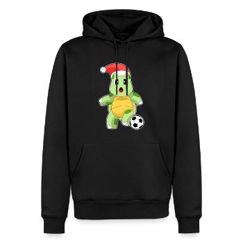 Schildkröte Weihnachten Fußball - Männer Premium Bio Hoodie - Schwarz - Vorne - Nico (187cm)