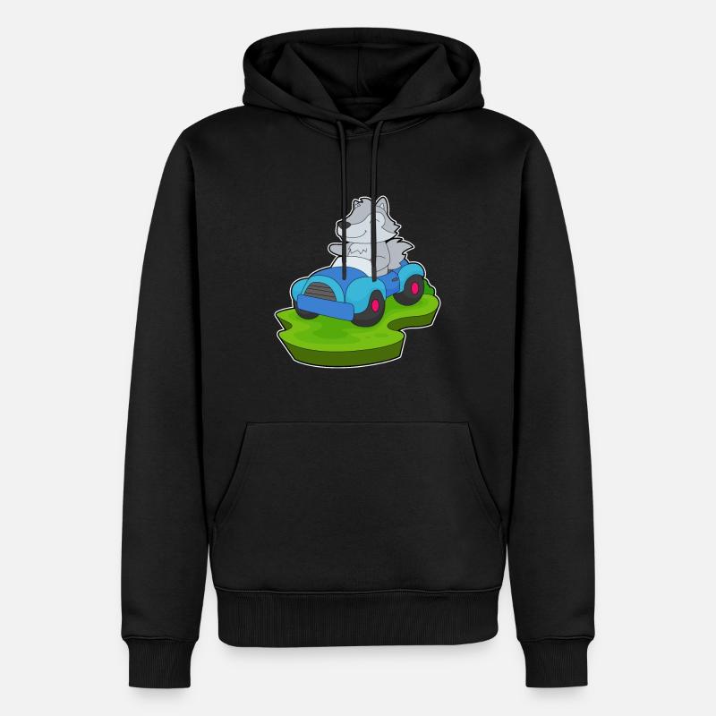 Wolf Auto - Männer Premium Bio Hoodie - Schwarz