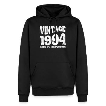 Millésime 1994 Vieilli à la perfection - Sweat à capuche Premium bio Homme - noir - Devant - Nico (187cm)