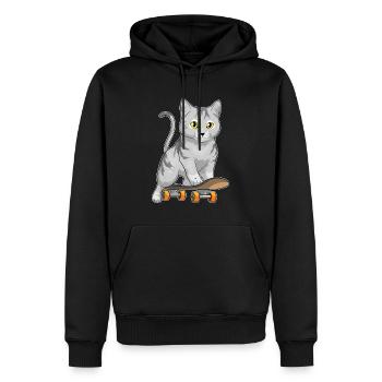 Chat Skater Skateboard Sport - Sweat à capuche Premium bio Homme - noir - Devant - Nico (187cm)