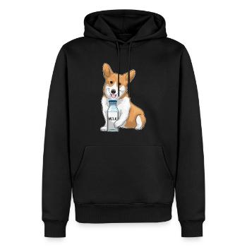 Corgi Milch - Männer Premium Bio Hoodie - Schwarz - Vorne - Nico (187cm)
