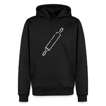 Dessin de rouleau à pâtisserie - Sweat à capuche Premium bio Homme - noir - Devant - Nico (187cm)