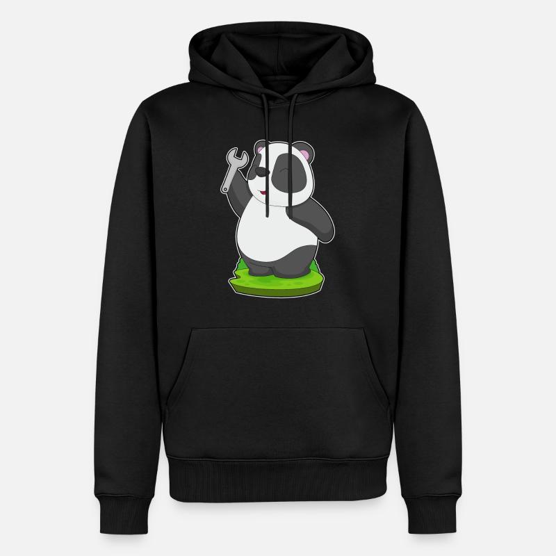 Clé artisanale Panda - Sweat à capuche Premium bio Homme - noir