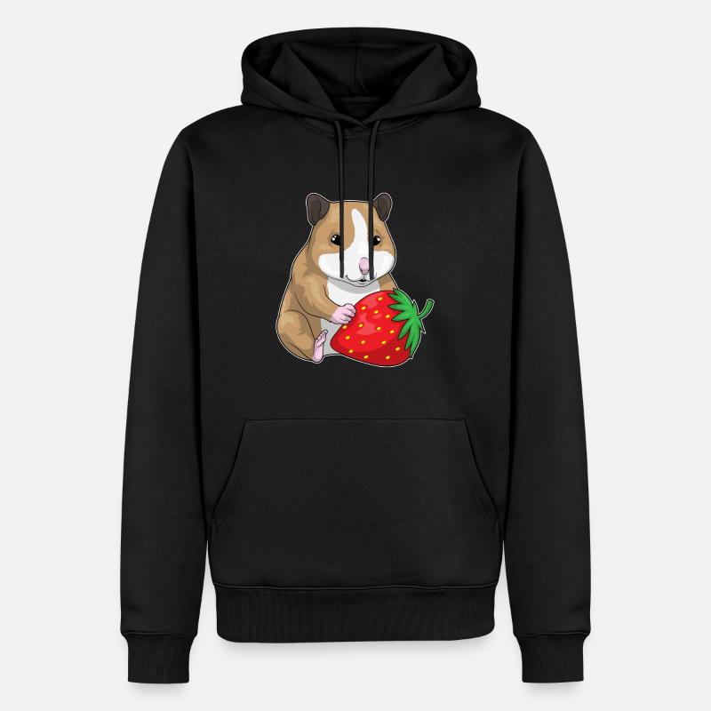 Hamster Fraise Fruit - Sweat à capuche Premium bio Homme - noir
