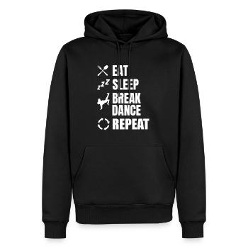Essen Schlafen Breakdance Wiederholen - Männer Premium Bio Hoodie - Schwarz - Vorne - Nico (187cm)