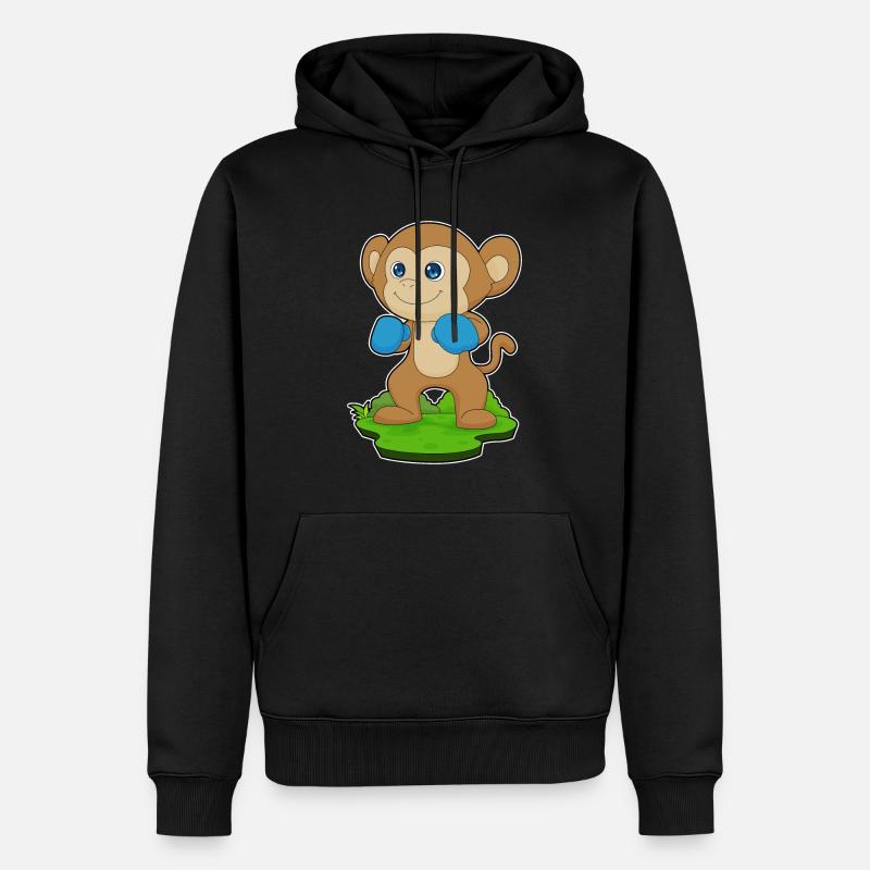 Affe Boxer Boxhandschuhe Boxen - Männer Premium Bio Hoodie - Schwarz