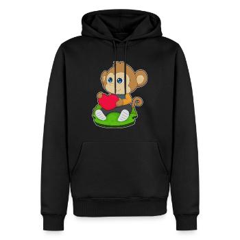 Affe Herz - Männer Premium Bio Hoodie - Schwarz - Vorne - Nico (187cm)