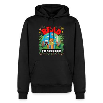 Lire pour réussir - Idée cadeau pour enfants enseignants - Sweat à capuche Premium bio Homme - noir - Devant - Nico (187cm)