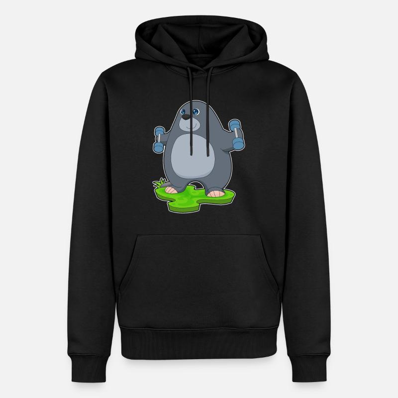 Bodybuilder Mole Haltères Bodybuilding - Sweat à capuche Premium bio Homme - noir