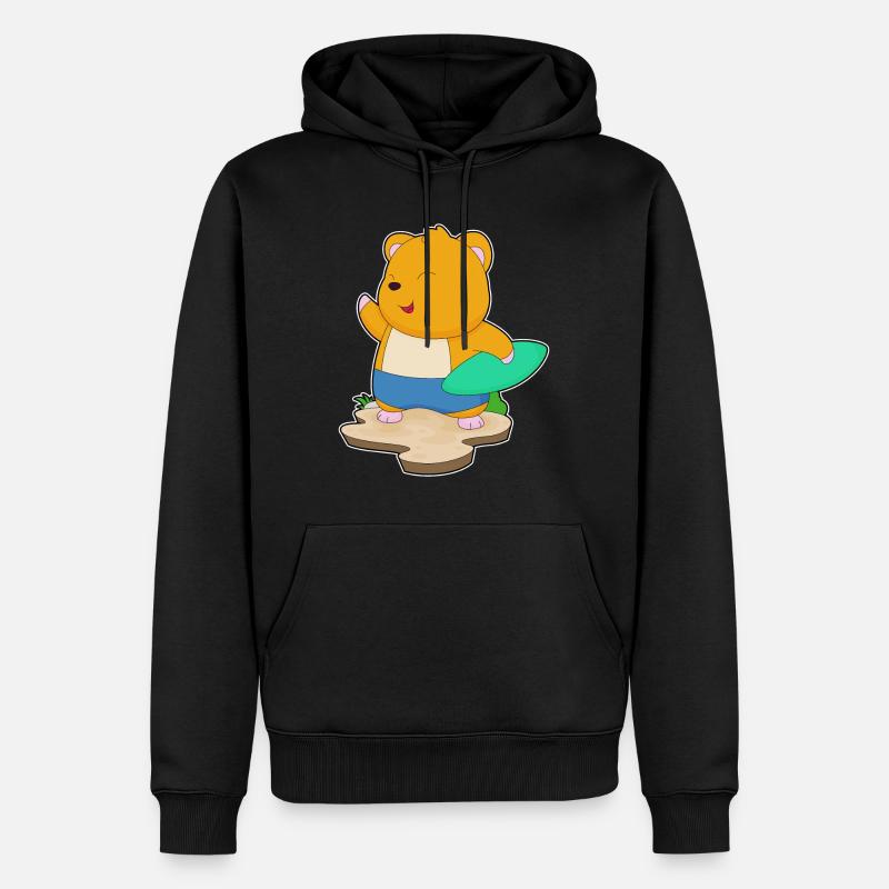 Hamster Surfer Planche de surf - Sweat à capuche Premium bio Homme - noir