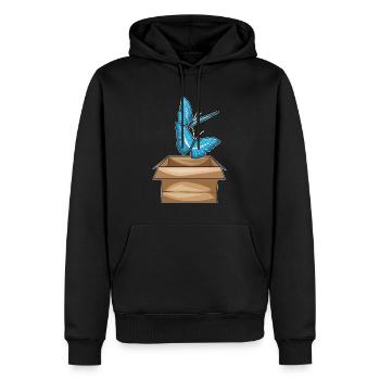 Carton papillon - Sweat à capuche Premium bio Homme - noir - Devant - Nico (187cm)