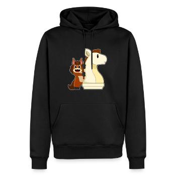Pferd Schachfigur Springer Schach - Männer Premium Bio Hoodie - Schwarz - Vorne - Nico (187cm)