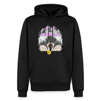 Mountain Castle Swans Love Heart Saint-Valentin - Sweat à capuche Premium bio Homme - noir - Devant - Nico (187cm)