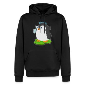 Pinguin Fisch - Männer Premium Bio Hoodie - Schwarz - Vorne - Nico (187cm)